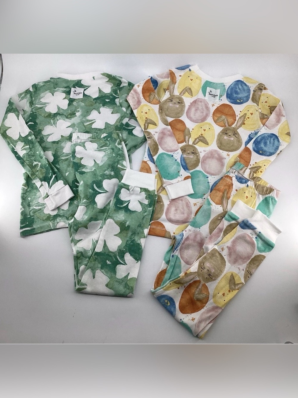 Burt’s Bee Kids 5T Snug Fit Pajama Sets Organic Cotton Shamrock & Bunny Eggs